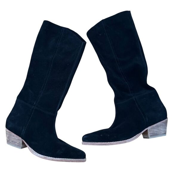 Free People Sway Low Slouch Suede Tall Boots Black Size 39 9